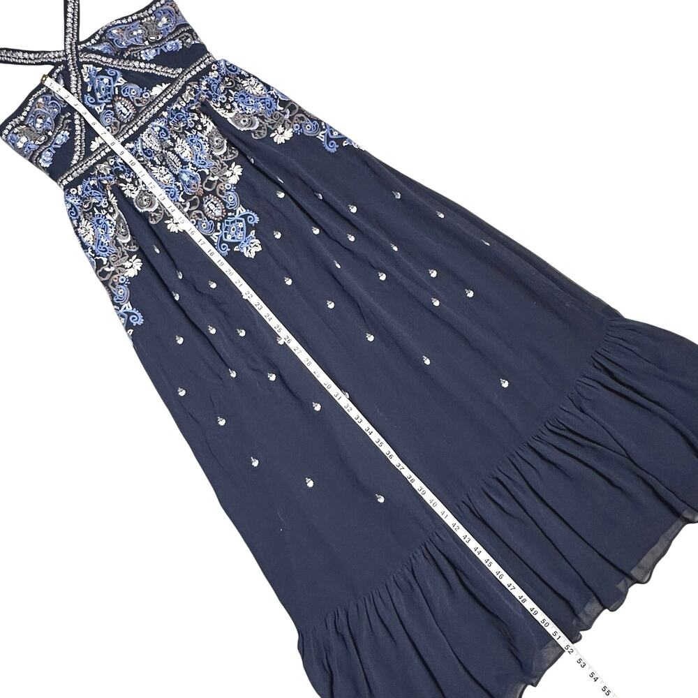 Altar’d State | Women | Corabeth Embroidered Blue Halter Neck Maxi Dress | Small - Picture 8 of 16